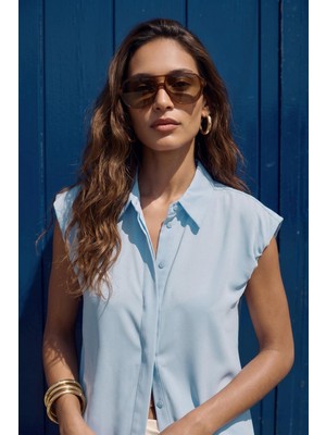 Sateen Kadın Kol Detaylı Gömlek 2230-2222