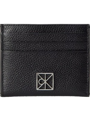 Calvin Klein Kadın Metalik Ck Logolu Hakiki Deri Siyah Kartlık LV04F1119G-UB1