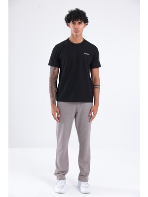 Rowinger Waffle Örgü Dokulu Göğüs Logolu Kolda Mini Cep Detaylı Bisiklet Yaka Erkek Spor T-Shirt