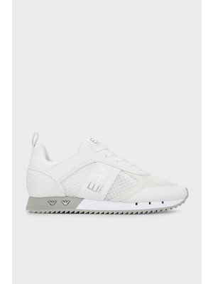 EA7 Erkek Nefes Alabilen File Detaylı Rahat Taban Kartal Logo Motifli Beyaz-Gümüş Sneaker 7X000334 AF18610-MZ024