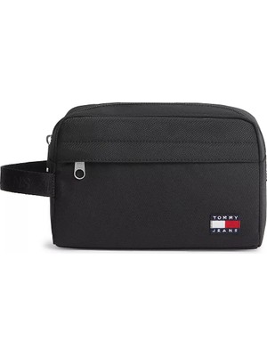 Tommy Hilfiger Erkek Th Bayrak Logolu Fermuarlı Ön Cepli Fileli Iç Cepli Siyah El Çantası AM0AM14474-BDS