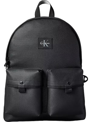 Calvin Klein Erkek Ck Logo Etiketli Çoklu Ön Bölmeli Siyah Sırt Çantası LV04D3444G-UB1