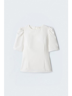 Sateen Kadın Kabarık Kollu Bluz 2241-1329