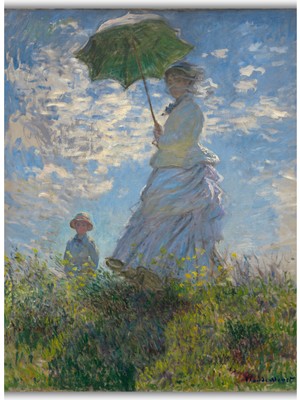 Rosaart Şemsiyeli Kadın Posteri - Claude Monet, Empresyonist Sanat, Klasik Sanat Posteri, Çerçevesiz Poster