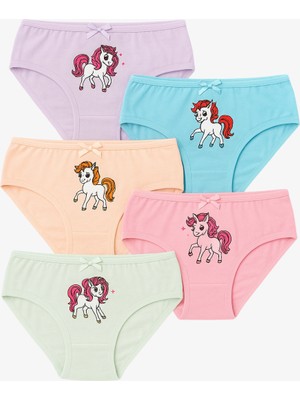 Bony Socks Kız Çocuk 5'li Unicorn Desenli Külot Çok Renkli