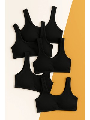 Bony Socks Kız Çocuk 5 Li Paket Büstiyer Kalın Askılı Siyah