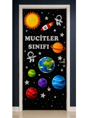 Promisebackdrop2 190X75CM Lastikli Kapı Süsü, Kumaş Kapı Giydirme, Mucitler Sınıfı, Sınıf Kapısı, Okul Etkinlik Kapı Süsü