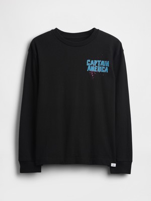 Gap Erkek Çocuk Siyah Marvel Grafik T-Shirt