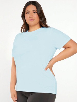 Mügerella Büyük Beden %100 Pamuk Oversize Kalıp Basic T-Shirt / Tişört