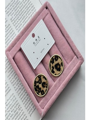 Kadın Küpe Vip Seri Ithal Zirkon Leopar Desen Yuvarak Model Kararmaz Küpe