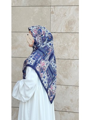 Qalortex Scarf Pamuklu Piraye Desen Eşarp - Morcivert