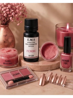 E.M.S Sedef Toz Mika Kozmetik Boyası 10 gr Pembe-oje/ruj/peeling/maskara/krem/göz Farı/tırnak/MUM Boyası.