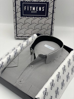 Fitmens Klasik Kısa Kol Çizgili Hediye Kutulu Erkek Gömlek FS-003005 - Siyah