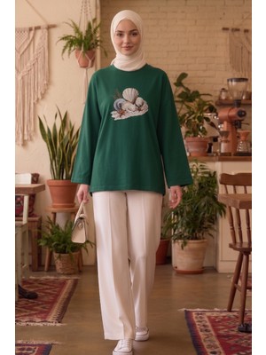 İlkimay.com Baskılı Tunik 1739 - Zümrüt Yeşili