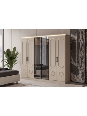 Doressa Sone Beige 6 Kapılı Gardırop