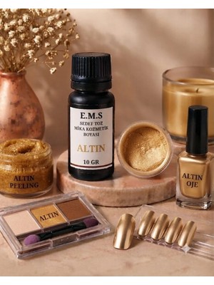 E.M.S Sedef Toz Mika Kozmetik Boyası 10 gr Altın-oje/ruj/peeling/maskara/krem/göz Farı/tırnak/mum Boyası.