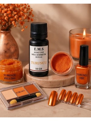 E.M.S Sedef Toz Mika Kozmetik Boyası 10 gr Turuncu-oje/ruj/peeling/maskara/krem/göz Farı/tırnak/ mum Boyası.