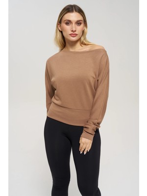 Venilife Kadın Bir Omuz Düşük Rahat Kesim Kayık Yaka Sweatshirt