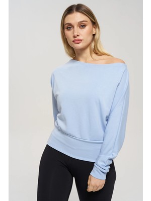 Venilife Kadın Bir Omuz Düşük Rahat Kesim Kayık Yaka Sweatshirt