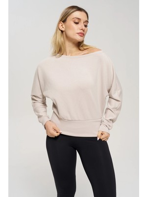 Venilife Kadın Bir Omuz Düşük Rahat Kesim Kayık Yaka Sweatshirt