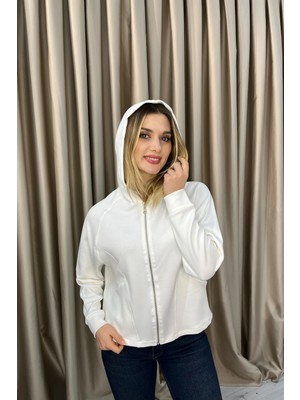 Venilife Kadın Rahat Kesim Fermuarlı Kapüşonlu Sweatshirt