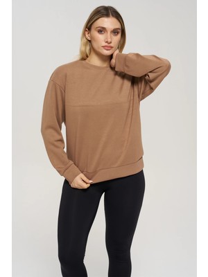 Venilife Kadın Bisiklet Yaka Ribanalı Rahat Kesim Basic Sweatshirt