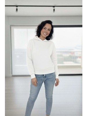 Venilife Kadın Düşük Omuz Kapüşonlu Basic Sweatshirt