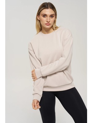Venilife Kadın Bisiklet Yaka Ribanalı Rahat Kesim Basic Sweatshirt