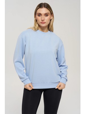 Venilife Kadın Bisiklet Yaka Ribanalı Rahat Kesim Basic Sweatshirt