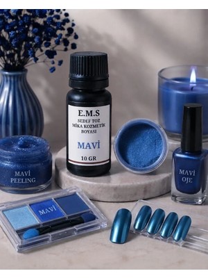 E.M.S Sedef Toz Mika Kozmetik Boyası 10 gr Mavi - Oje/ruj/peeling/maskara/krem/göz Farı/tırnak/MUM  Boyası.