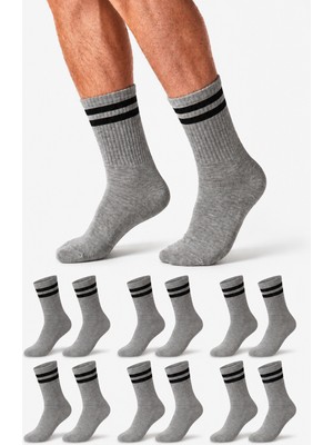 Ducks Socks Erkek 6 Çift Dikişsiz Spor Çorap Kolej Pamuklu Çizgili Uzun Konç