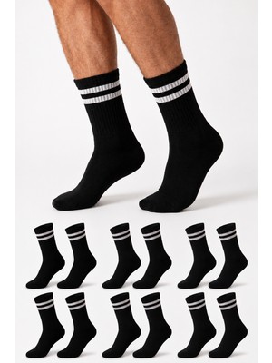 Ducks Socks Erkek 6 Çift Dikişsiz Spor Çorap Kolej Pamuklu Çizgili Uzun Konç