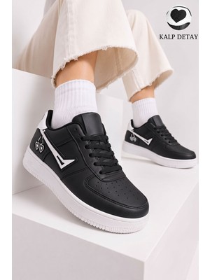 Albishoes Kadın Trend Kiraz Işlemeli Casual Sneaker Nakış Kalp Detaylı Konforlu Günlük Ayakkabı