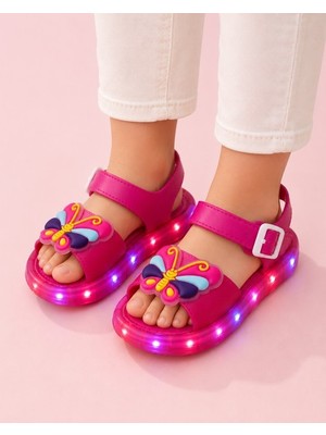 Blue Skyy Kız Çocuk Pembe Kelebek Figürlü Çocuk Sandalet