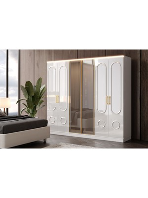 Doressa Sone White 6 Kapılı Gardırop