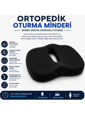 Viscora Ortopedik Oturma Minderi – Kuyruk Sokumu Destek Minderi Uzun Süreli Oturuşlar Için Ergonomik Ofis ve Araç Koltuğu Minderi Visco Minder