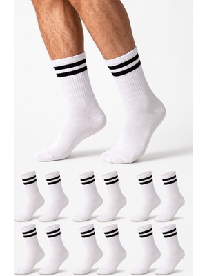 Ducks Socks Erkek 6 Çift Dikişsiz Spor Çorap Kolej Pamuklu Çizgili Uzun Konç