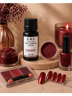 E.M.S Sedef Toz Mika Kozmetik Boyası 10 gr Kırmızı-oje/ruj/peeling/maskara/krem/göz Farı/tırnak/mum Boyası.