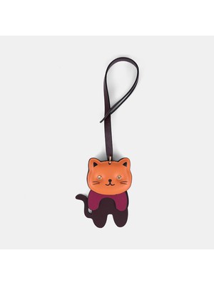 Desa Turuncu Kedi Figürlü Deri Charm