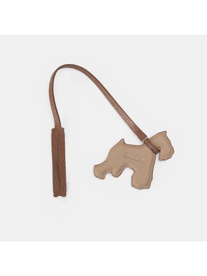 Kahve Köpek Figürlü Deri Charm