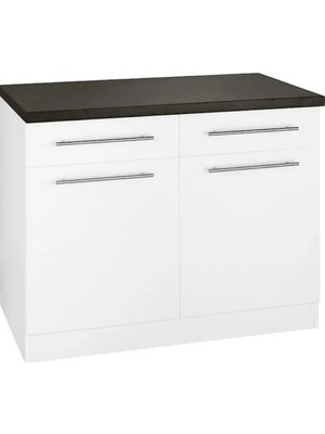 T Designo Antrasit Tezgahlı Vera Mutfak 2 Çekmeceli 2 Kapaklı Alt Modül -100 cm - Çok Amaçlı Dolap -Tezgah Dahil