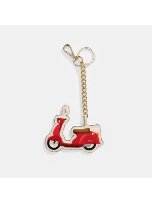 Kırmızı Motorsiklet Figürlü Deri Anahtarlık