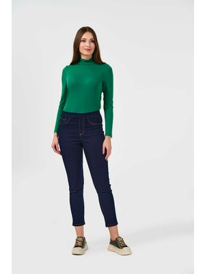 Tolga Saraçoglu Tolga Saraçoğlu Minimalist Midi Jean Pantolon - Yüksek Bel Esnek