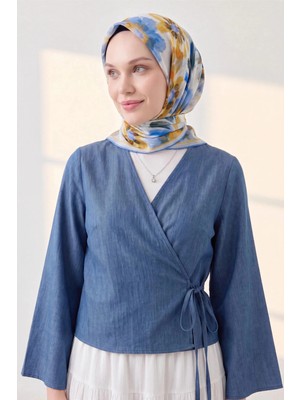 Silk Home Soft Eşarp Fleur Mavi Lila