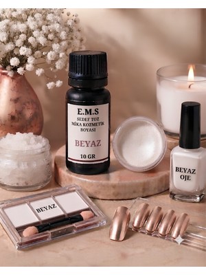 E.M.S Toz Mika Kozmetik Boyası 10 gr BEYAZ oje/ruj/peeling/maskara/krem/göz Farı/tırnak/mum Boyası.