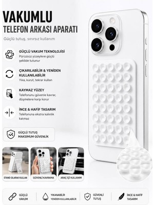 Galeriyo Vakumlu Silikon Vantuzlu Yapışkanlı Telefon Tutucu Çok Amaçlı Güçlü Vantuzlu Telefon Tutucu Beyaz