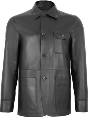 Desa Achak Siyah Erkek Blazer Deri Ceket