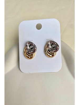 Kadın Küpe Hareketli Iki Renk Damla Model Küpe