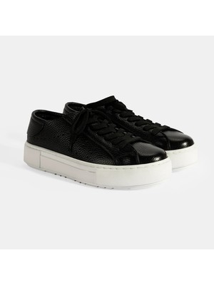 Desa Kadın Siyah Bağcıklı Deri Sneaker
