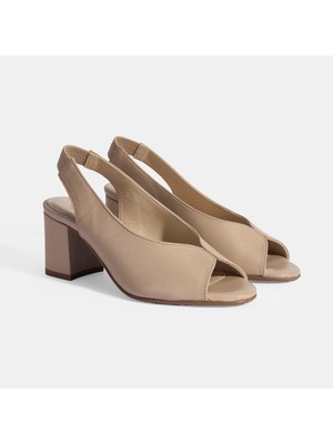Aero Comfort Kadın Vizon DesaComfort Lastik Bantlı Slingback Topuklu Ayakkabı